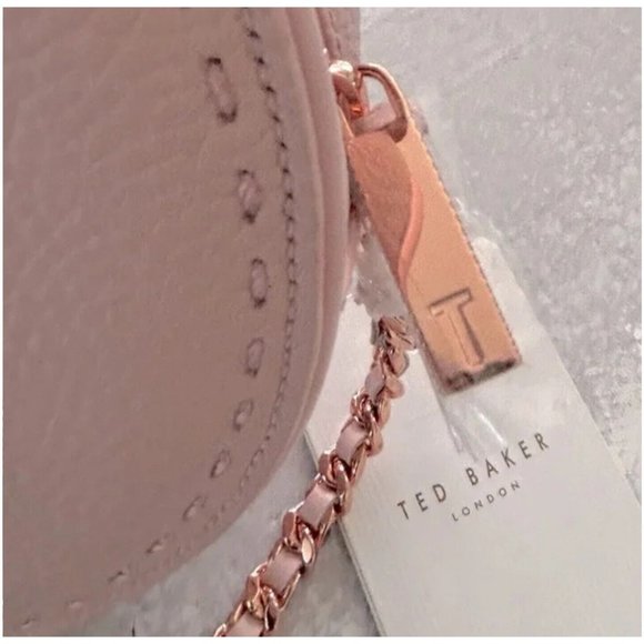 Ted Baker Maddie Stab Stitch Circle Leather Womens Light Pink Crossbody Bag NWT - Picture 9 of 11